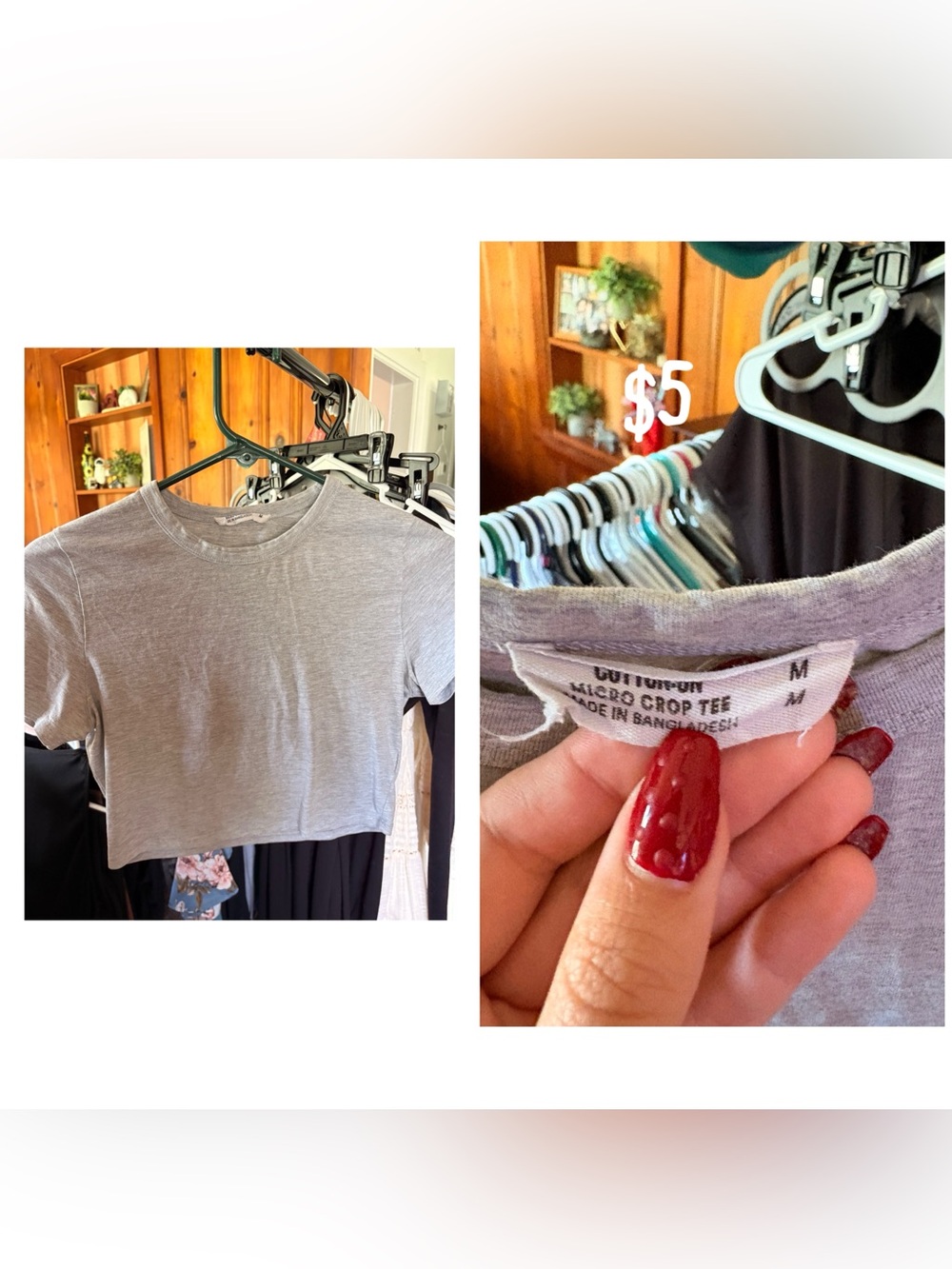 Cotton On Gray Micro Crop Tee